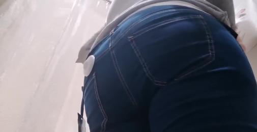 Italian Stepmother with Big Ass in Jeans goes Shopping and Shows you Butt Plug and Small Diaper